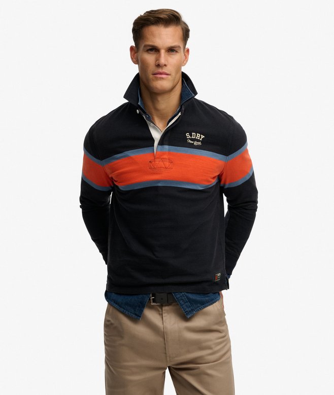 Vintage Athletic Stripe Rugby Top