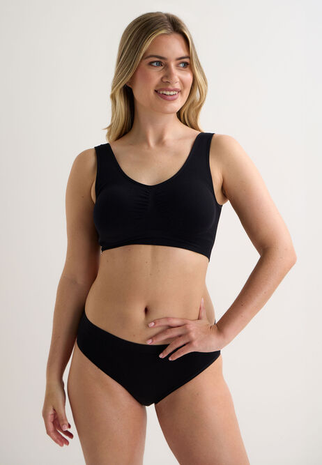 Womens Black Thick Strap Comfort Bra Top