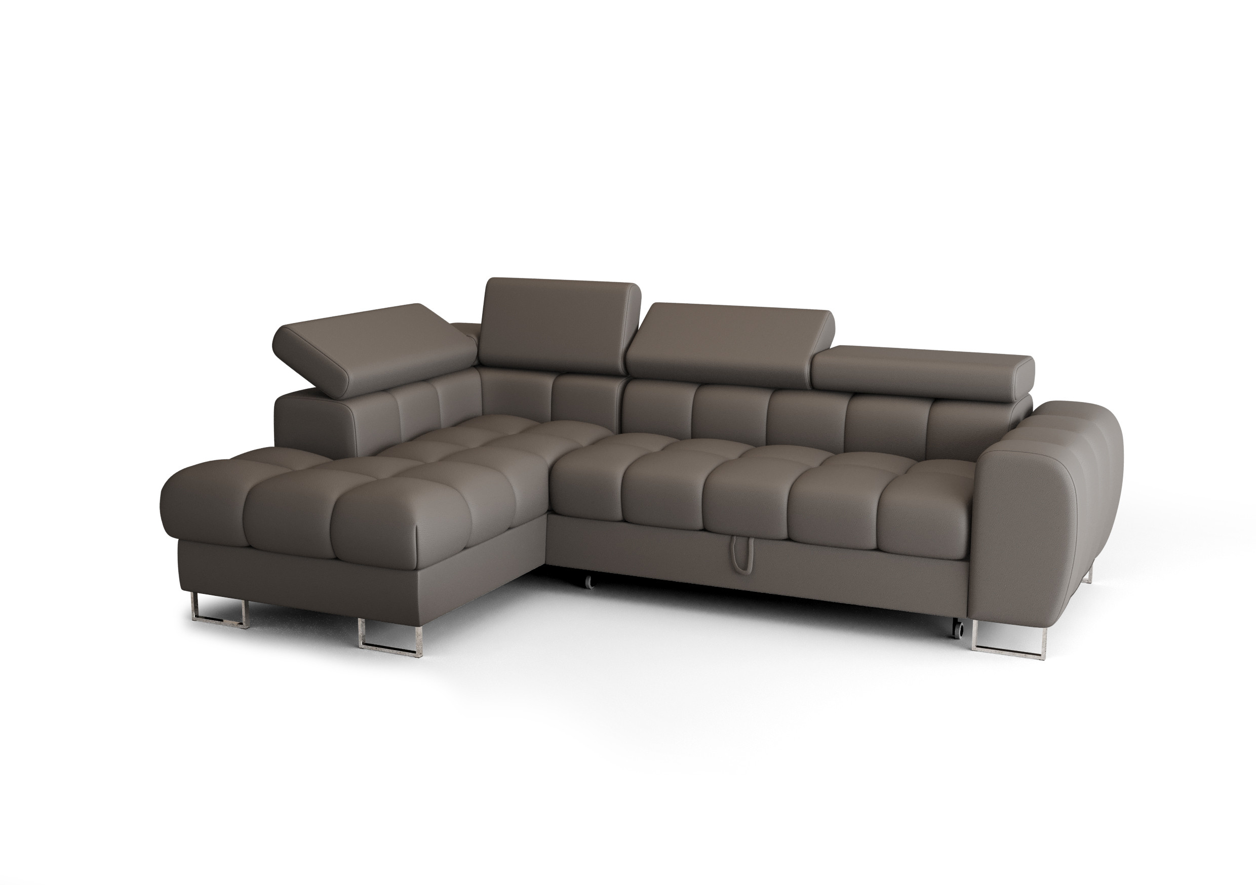Narożnik Aspen Mini 260×170 z funkcją spania i pojemnikiem skóra naturalna