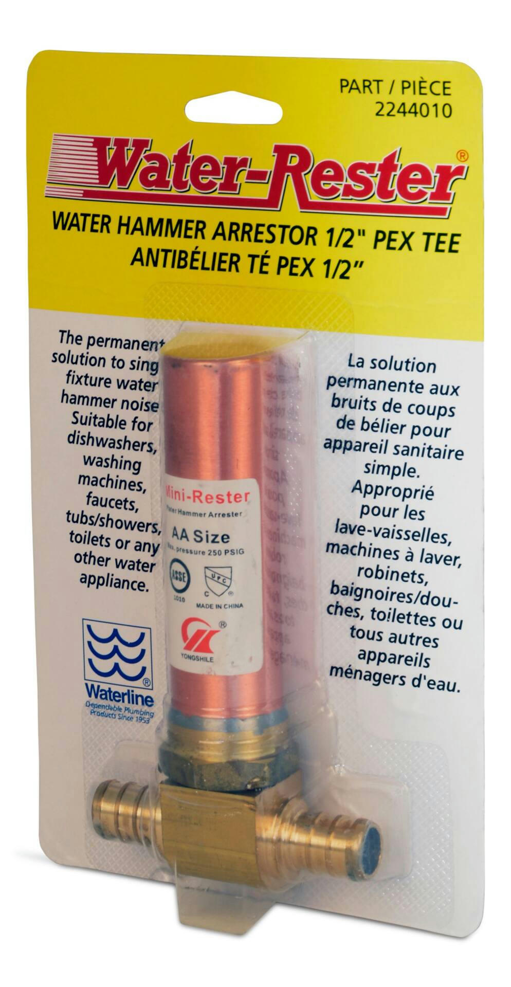 Waterline Water-Rester PNC Tee Water Hammer Arrestor LF for PEX Pipes, 1/2-in