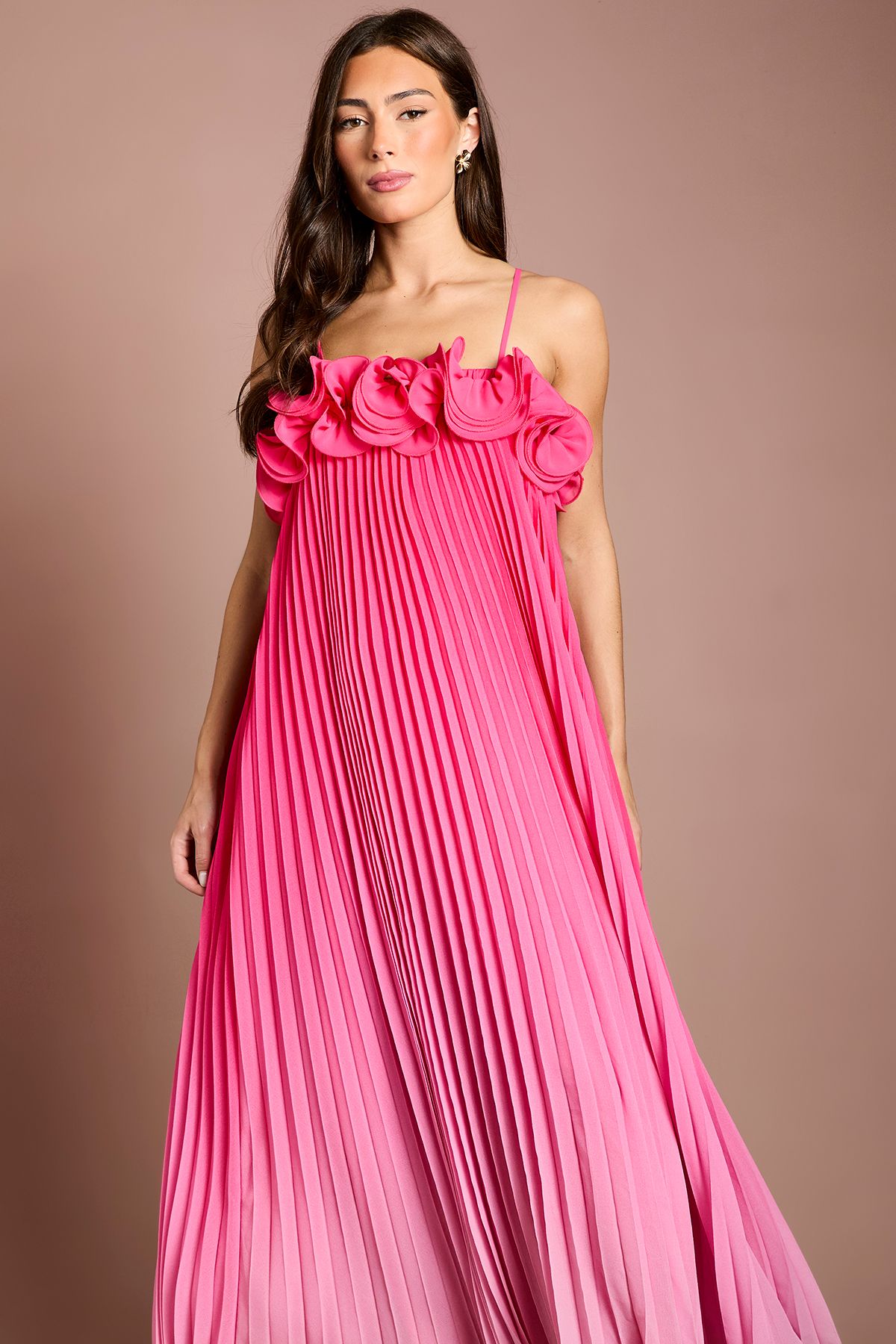Coast Ruffle Detail Ombre Printed Georgette Maxi Dress