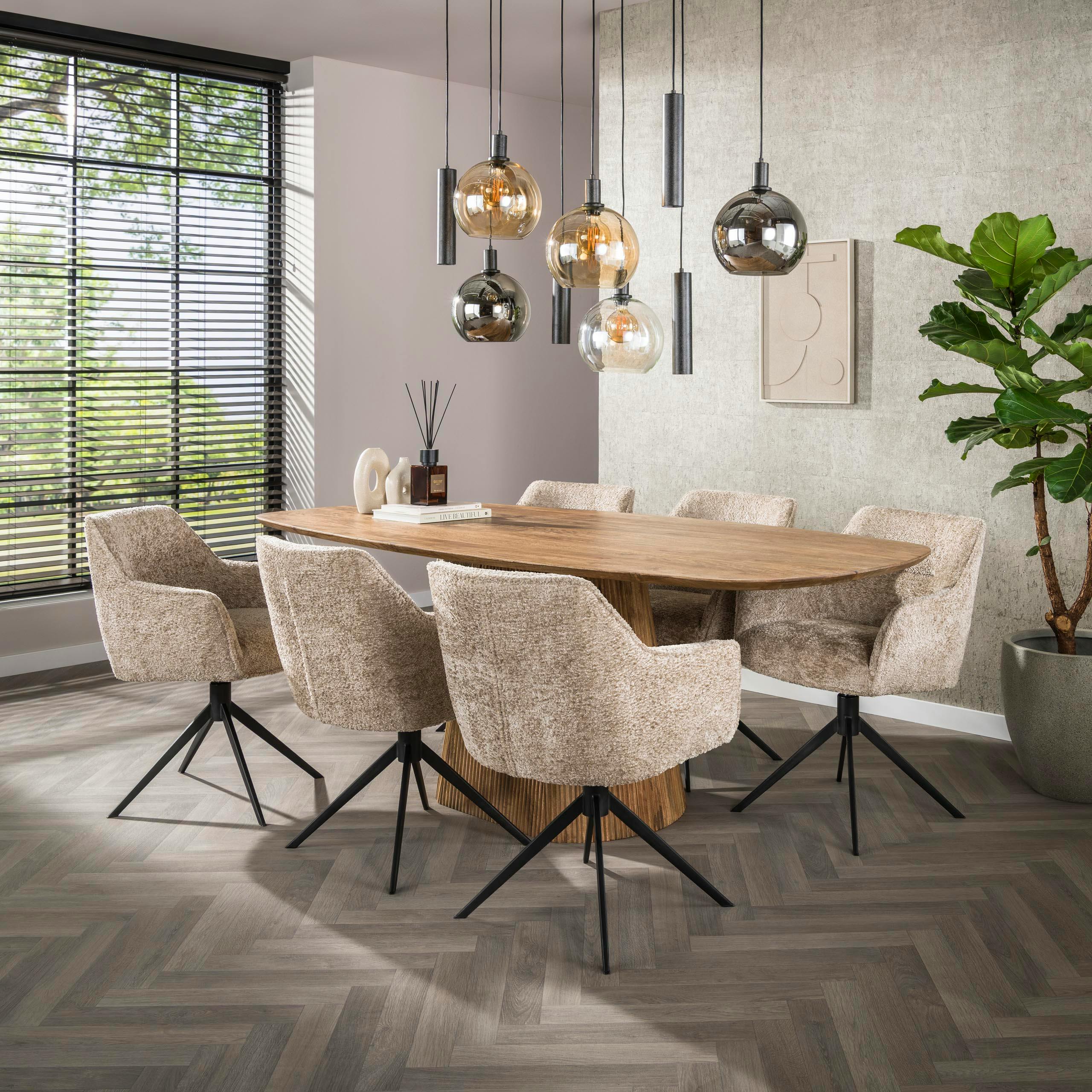 Fauteuil de table pivotant en bouclette douce sable (x2) MELBOURNE