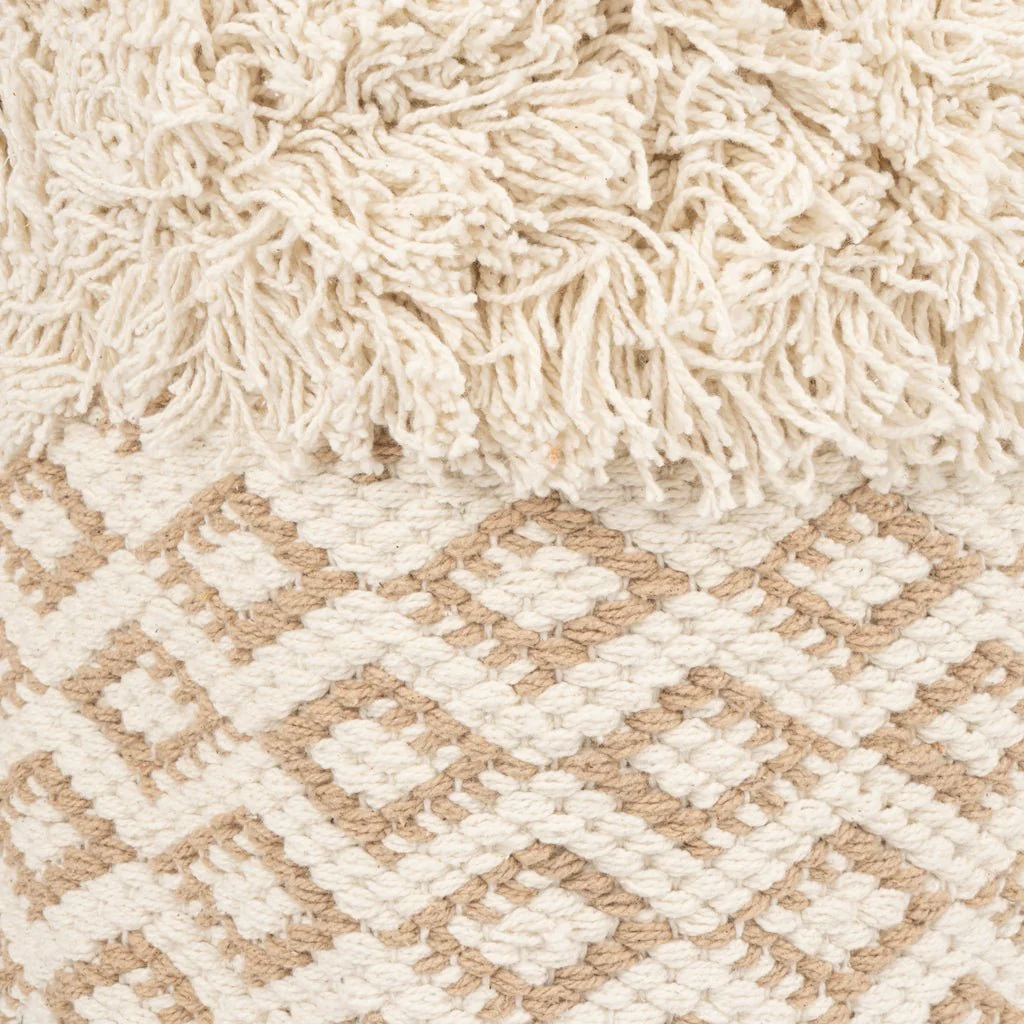 Cesto Algodão Padrão Bege e Branco LIZA