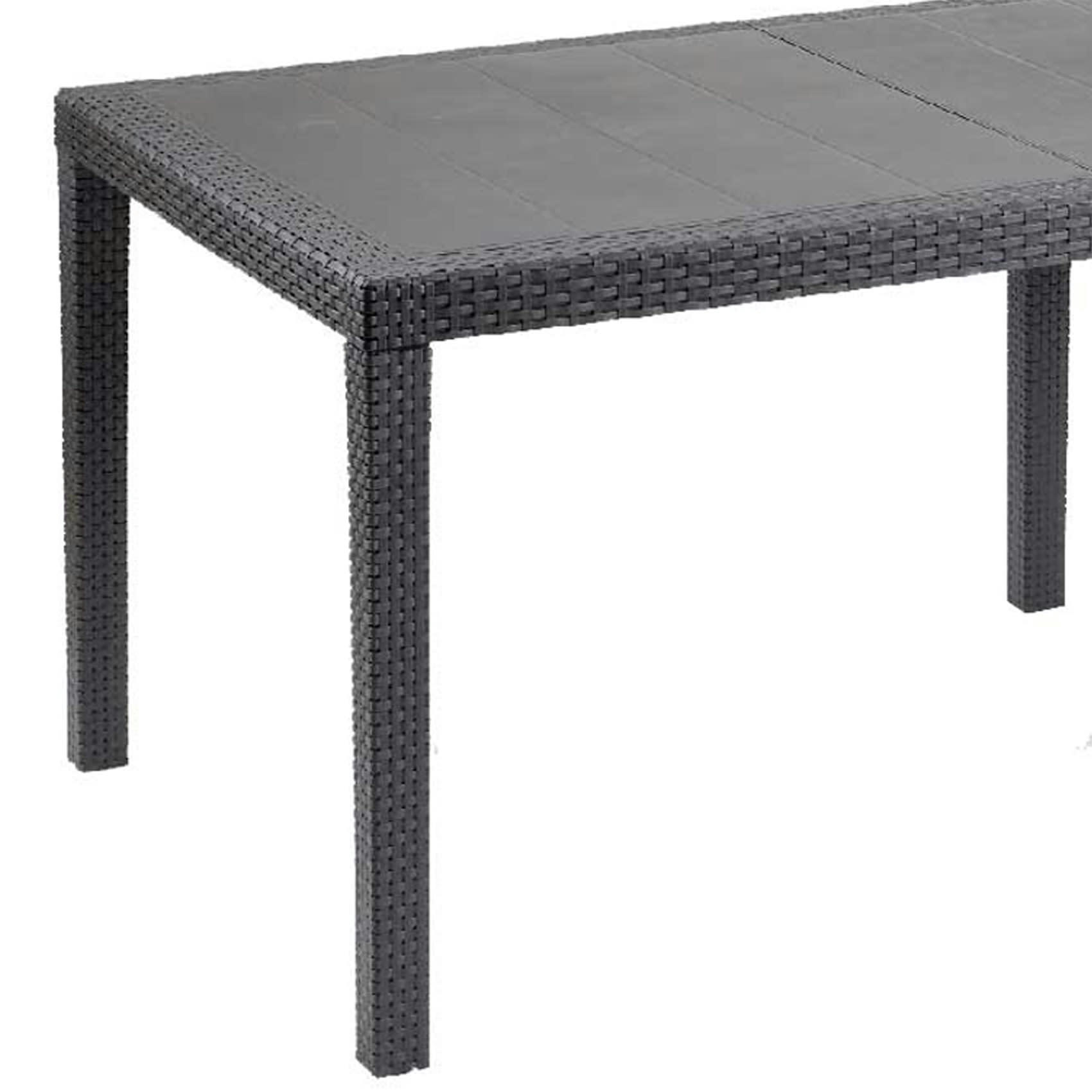 - Table de jardin rectangulaire effet rotin gris anthracite L220cm