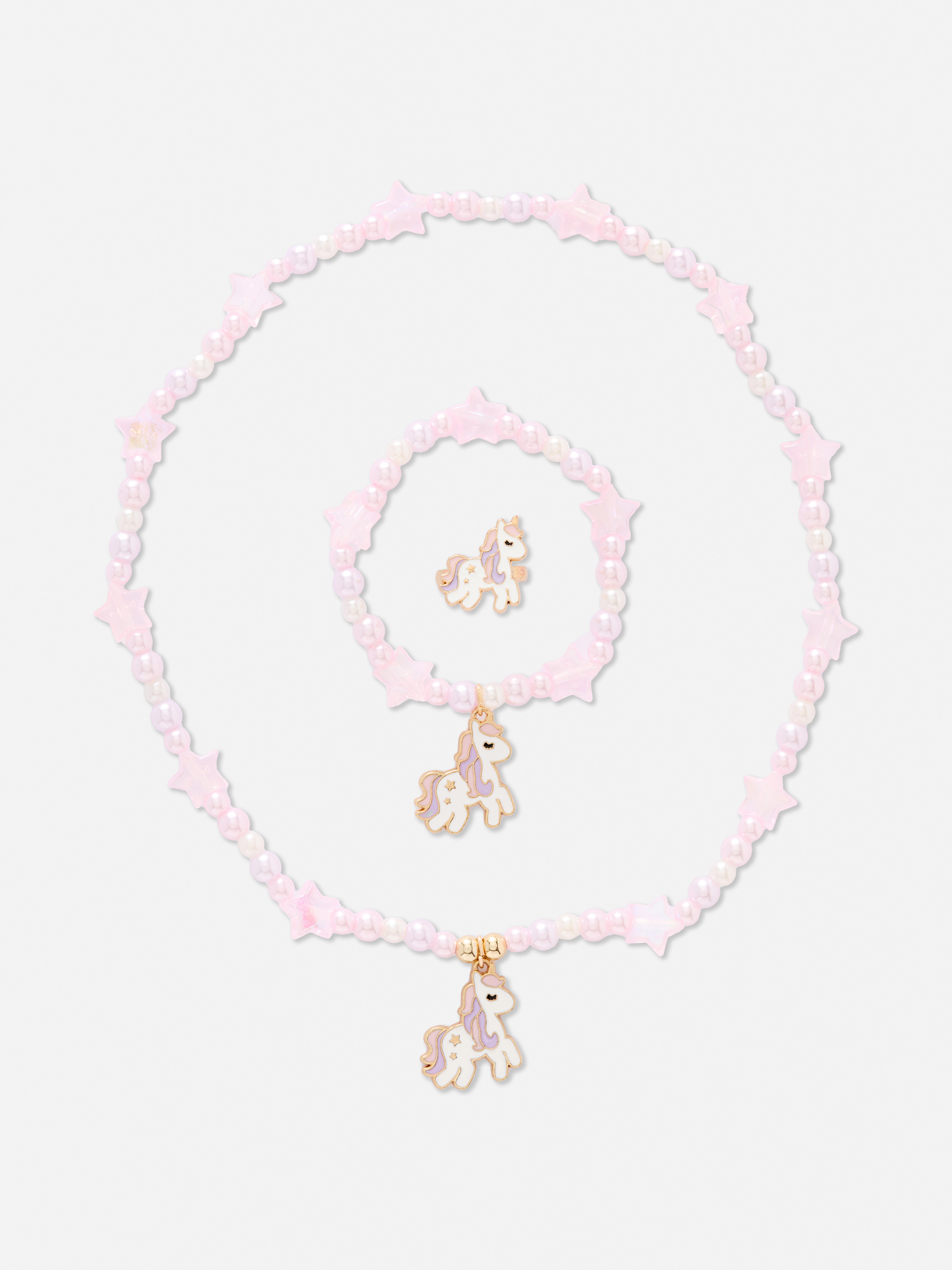 3-Piece Unicorn Beaded Jewelry Set