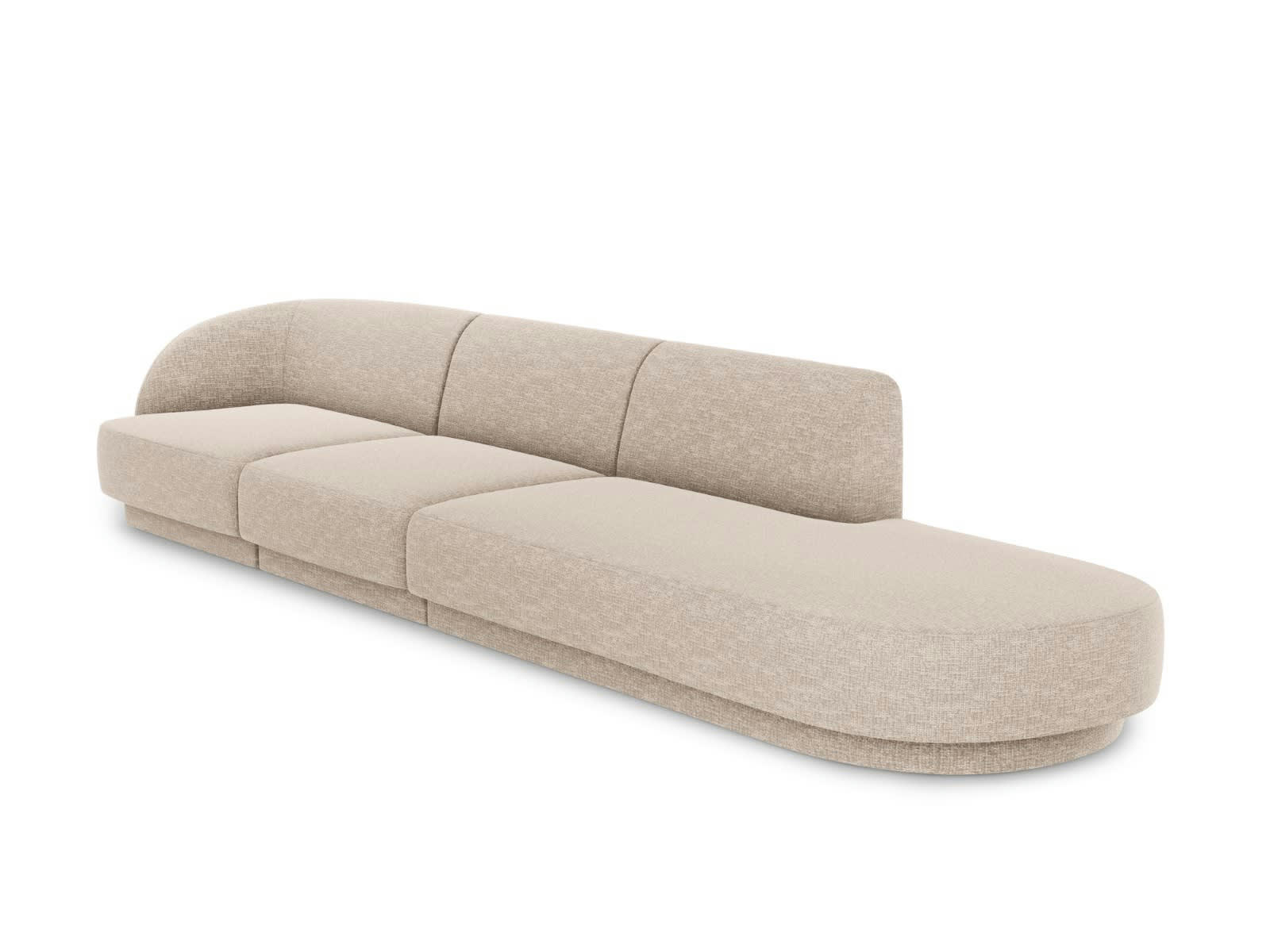 MILEY - Canapé droit 4 places en tissu chenille beige