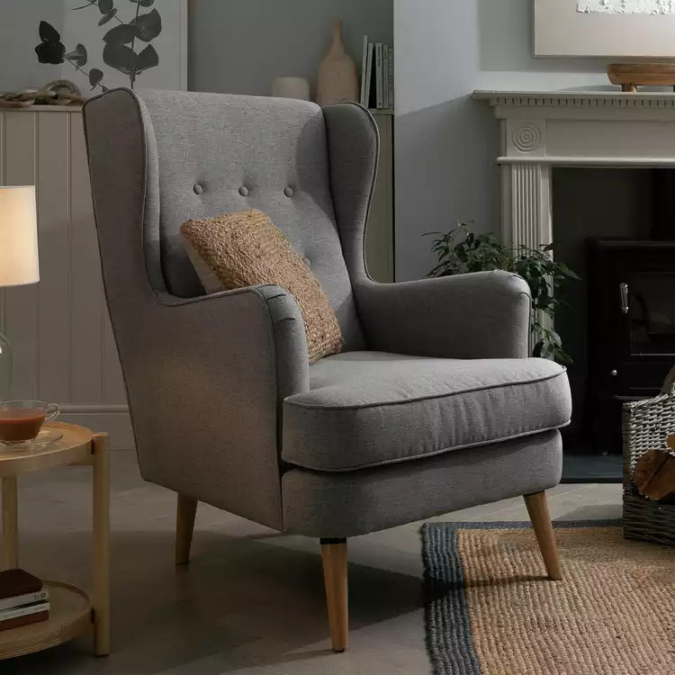 Habitat Callie Self Assembly Fabric Wingback Chair - Grey