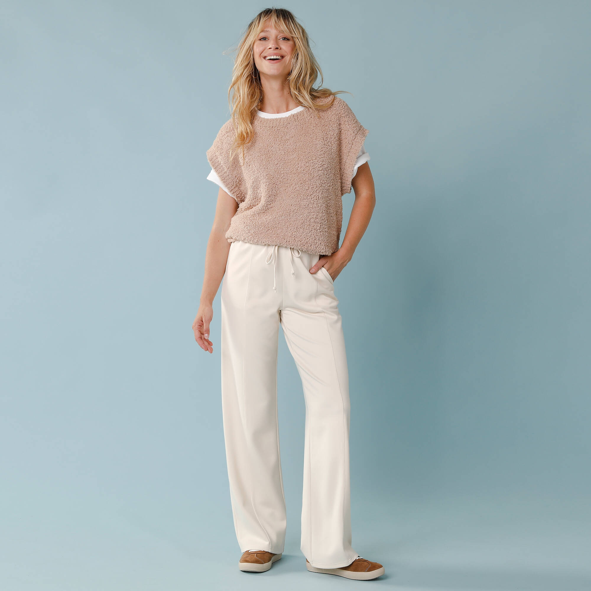 Pantalon large spécial Petites en maille fluide