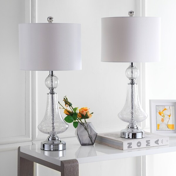 SAFAVIEH Lighting 26-inch Mercury Clear Crackle Glass Table Lamp (Set of 2) - 12"x12"x25.5"