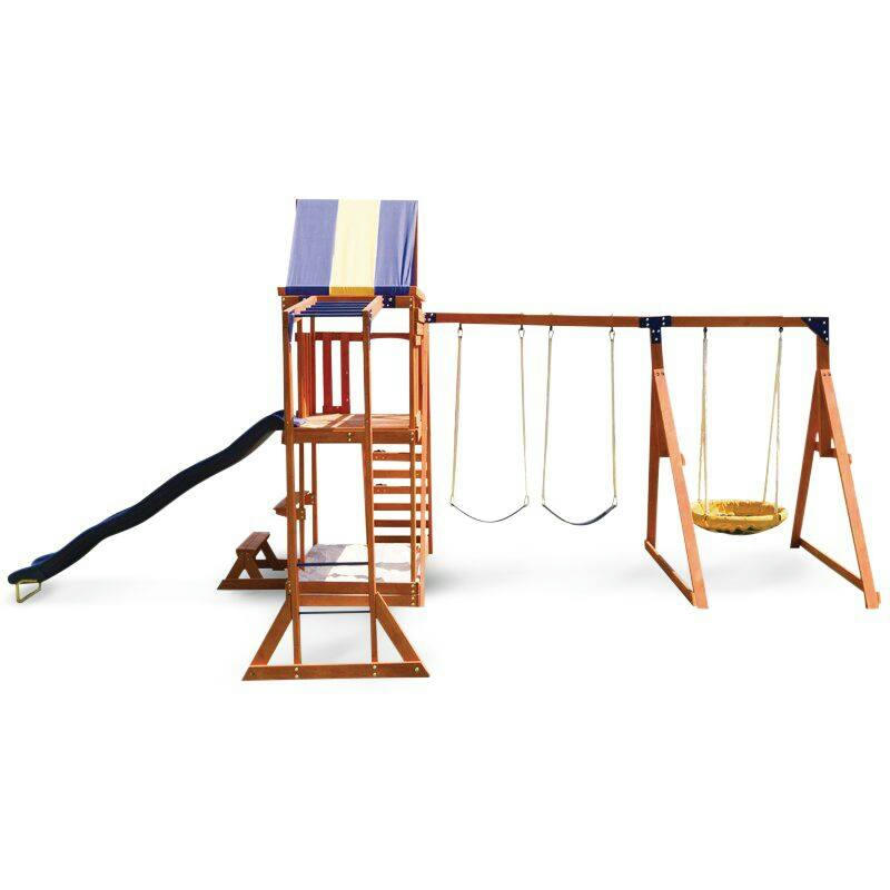 Sportspower Grand Mesa Outdoor Wooden Play Centre, with Swings, Slide, Sandbox, more, Ages 5+