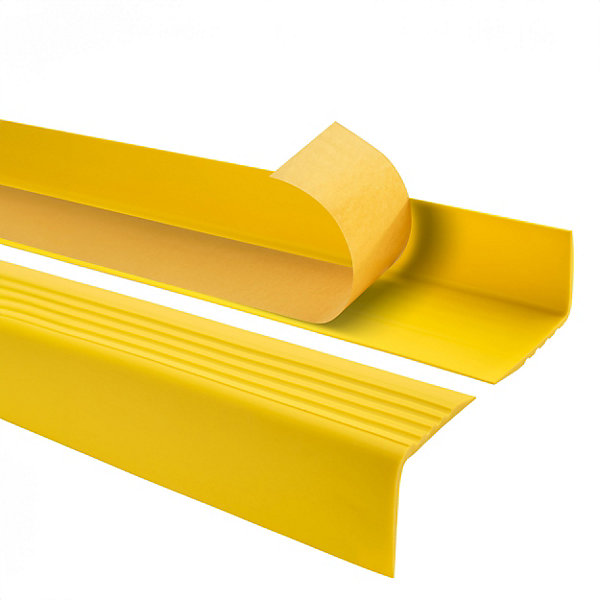 10x Nez de marche PVC antidérapant 50x42 mm QUEST, profil autocollant avec rainures, 100 cm, jaune