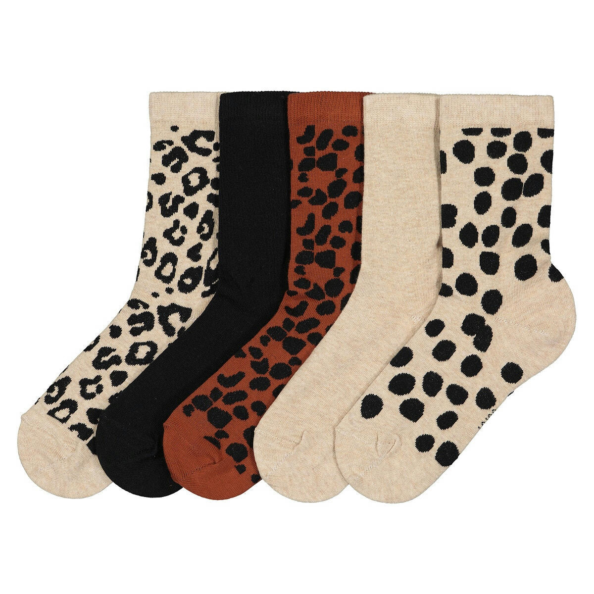 Lot de 5 mi-chaussettes, animalier