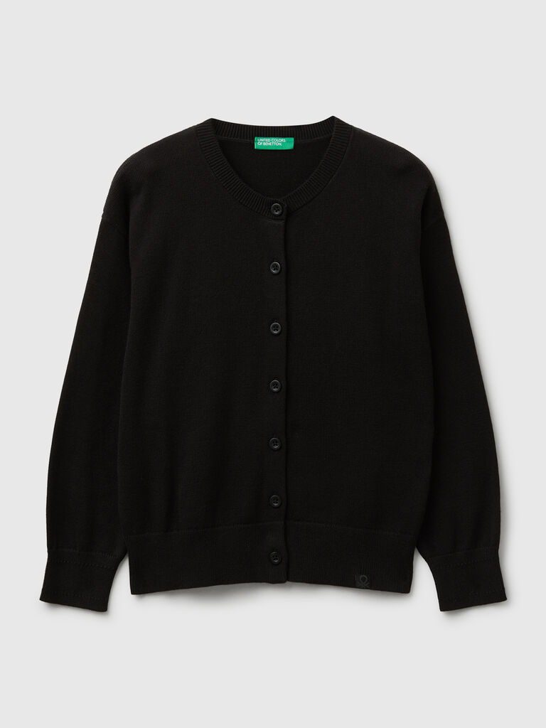 Pure cotton crew neck cardigan