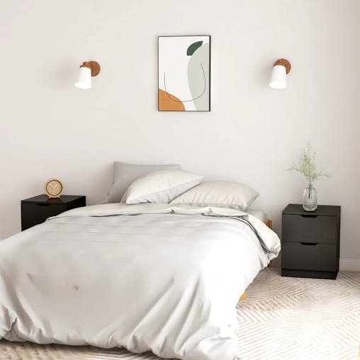 NNEVL Bedside Cabinets 2 pcs Black 40x40x50 cm Chipboard