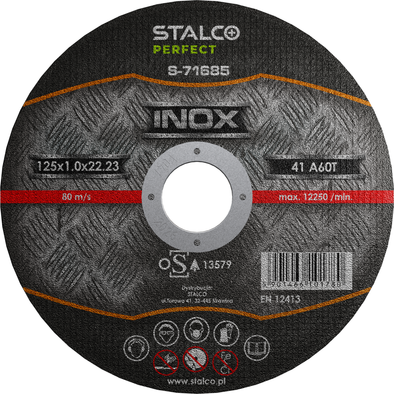 Tarcza do cięcia stali nierdzewnej - płaska ø 115 x 1,0 x 22, 23 mm STALCO PERFECT S-71683