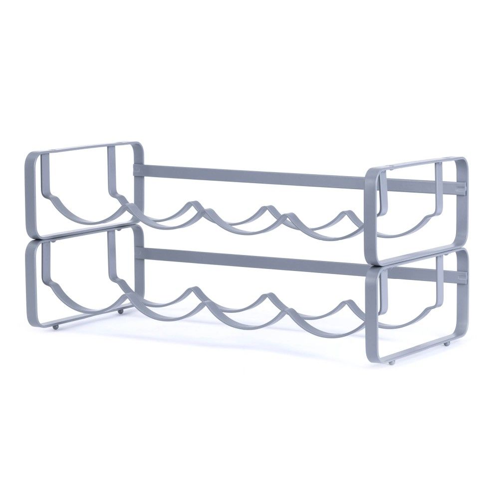 LIVIVO Elegant Stackable Wine Shelf Rack - Set of 2 Silver