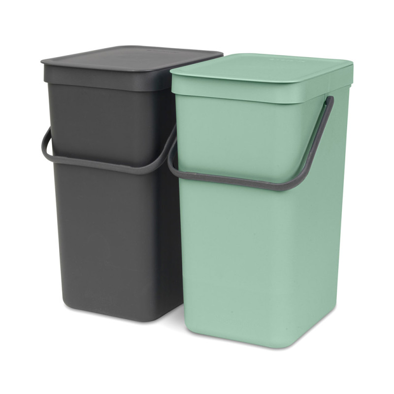 Poubelle de tri à encastrer Sort&Go verte et grise 2 x 16 L BRABANTIA