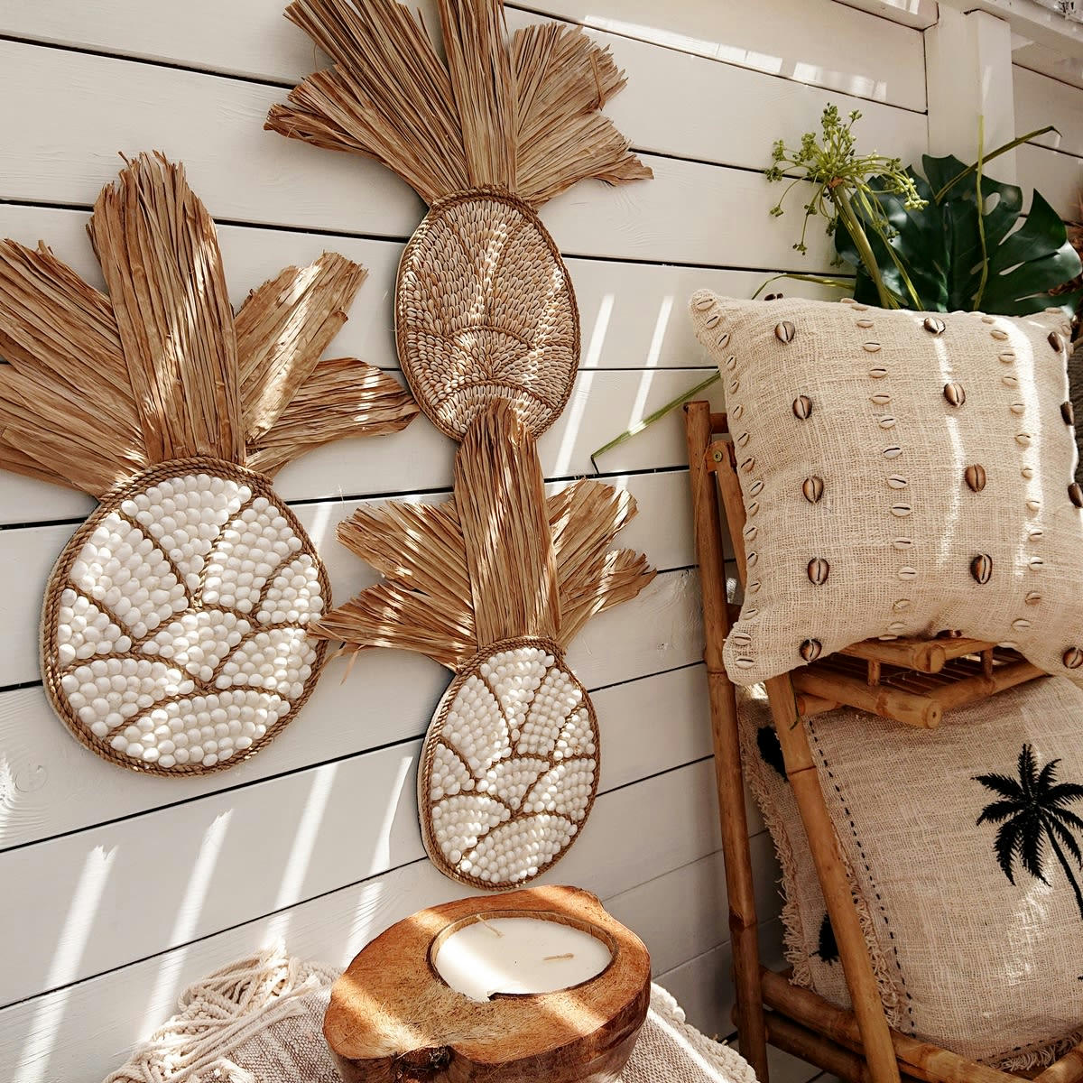 PINA - Décoration murale en forme d'ananas,  beige 55 x 55 cm