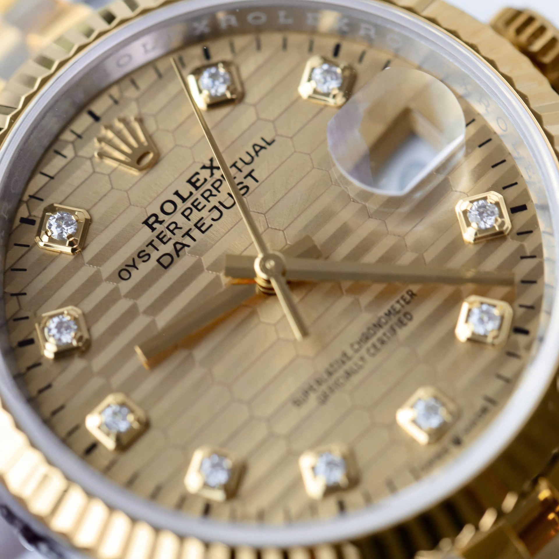 Rolex Datejust 126231 SS/YG Plated Champagne Motif Dial CZ Diamonds 36mm Jub Super Clone