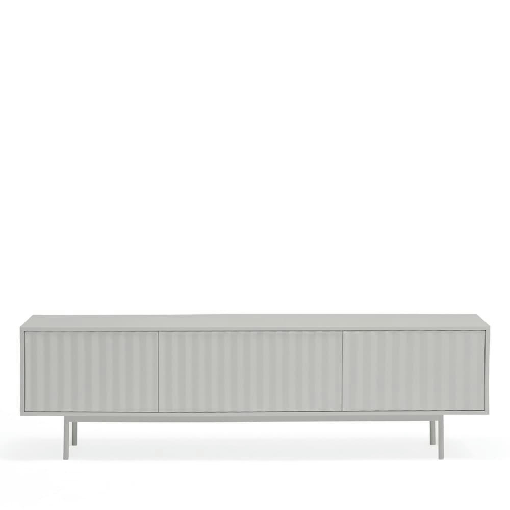 SIERRA - Meuble TV en bois 3 portes L180cm gris clair