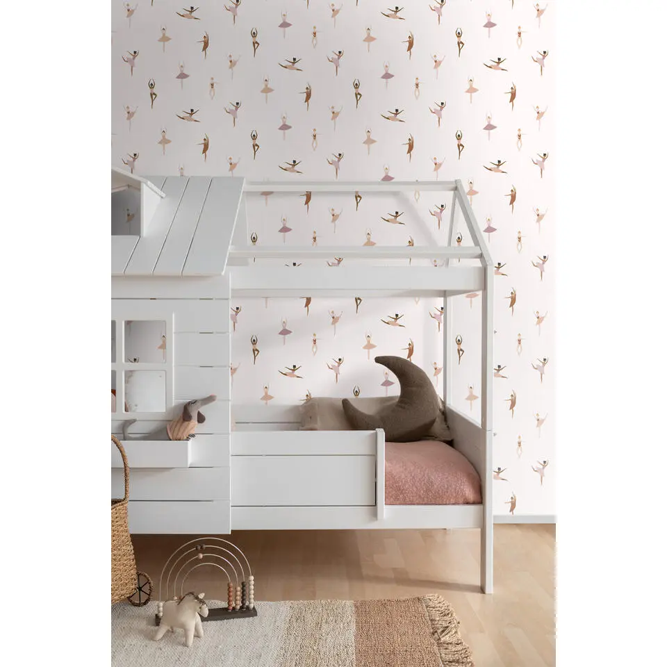 ESTAhome behang ballerina's terracotta en lila roze - 53 cm x 10.05 m