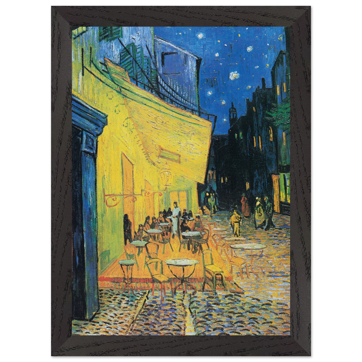 Artfulprints Poster met Lijst Vincent van Gogh - Caféterras bij nacht  - A4 21x29.7 cm - Meerkleurig
