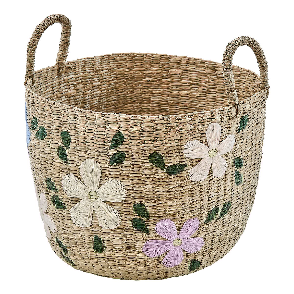 Cesto SAUV bordado com flores 35cm