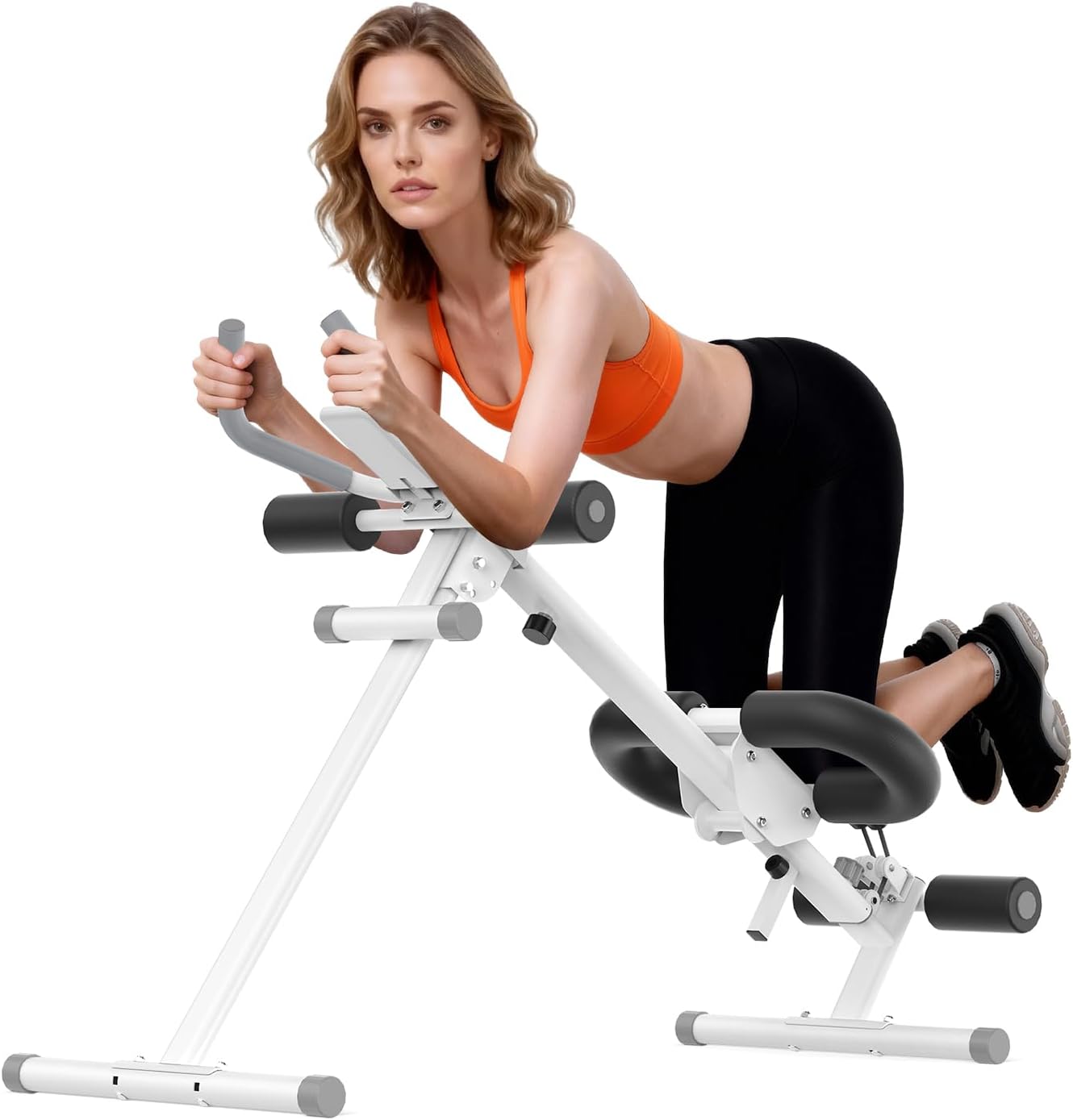 5 in 1 ab machine for stomach workout, adjustable ab trainer machine with LCD Monitor, Foldable ab workout machine With Knee and Back Protection, Load Capacity 400 LBS, Unisex, Black