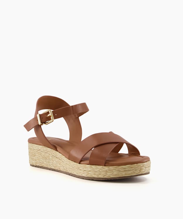 Linnie Tan - Wide Fit Woven Flatform Sandals