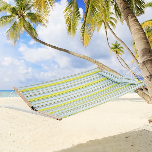 NNECWOutdoor Portable Quilted Fabric Hammock with Detachable Pillow without Stand-Yellow