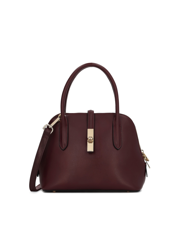 Maroon leather handbag with handles