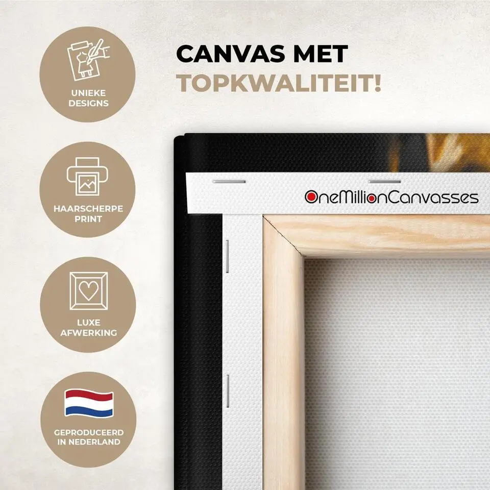 MuchoWow Canvas Schilderij 120x80cm Vrouw Zwart Goud Gezicht