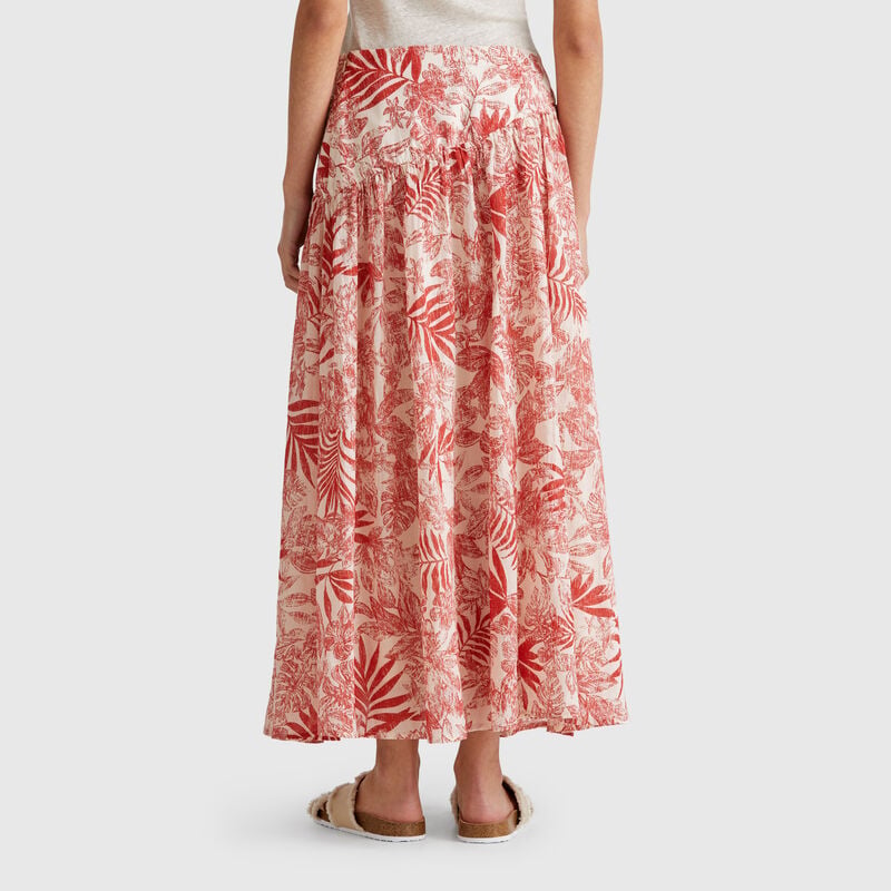 Long skirt with tropical print