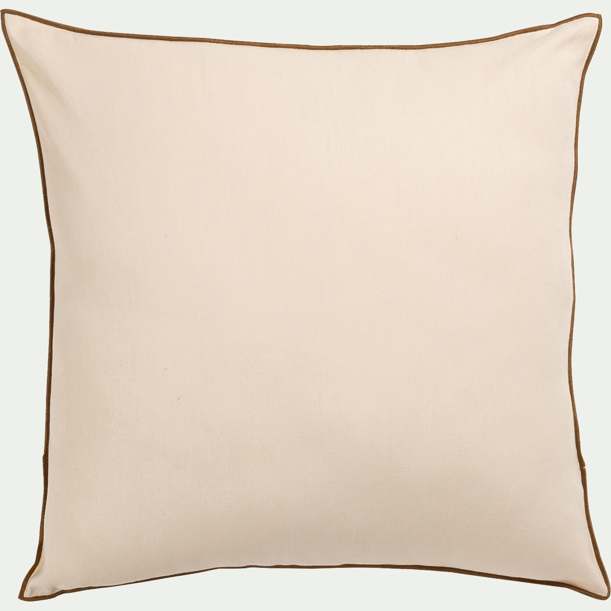 OFIR - Coussin à liseré en coton - beige 45x45cm