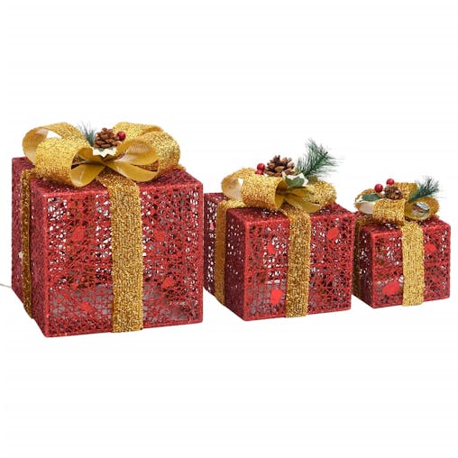 NNEVL Decorative Christmas Gift Boxes 3 pcs Red Outdoor Indoor