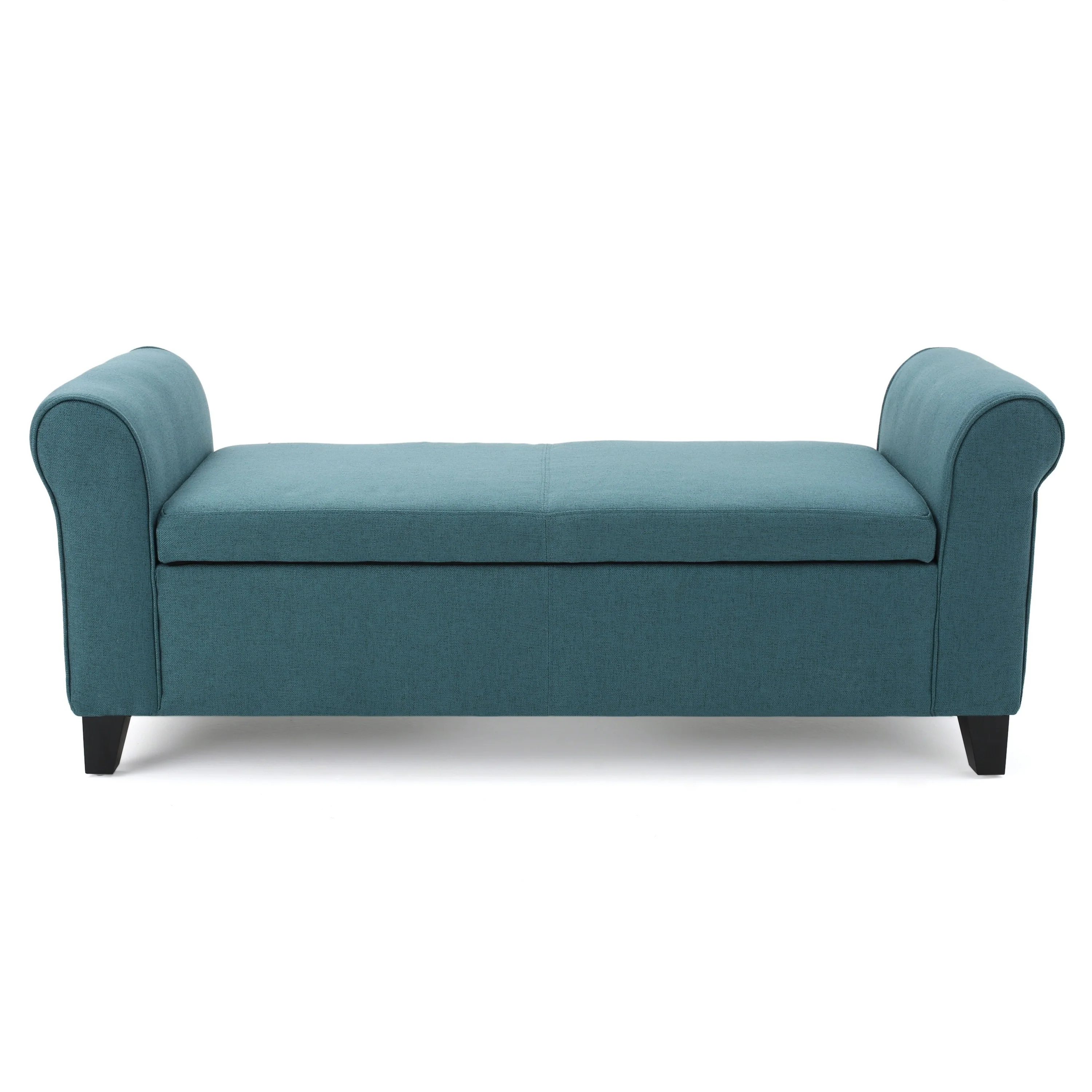 Shawn Storage Bench, 50 Inch, Rolled Arms, Solid Wood, Dark Teal Blue