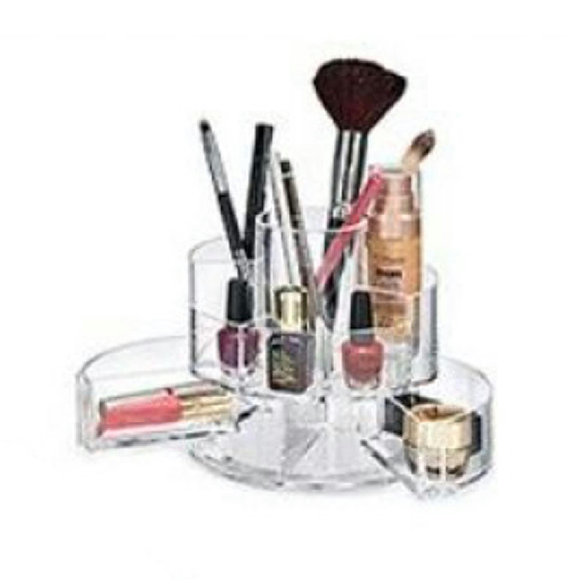 - Rangement maquillage acrylique transparent rond dépliable