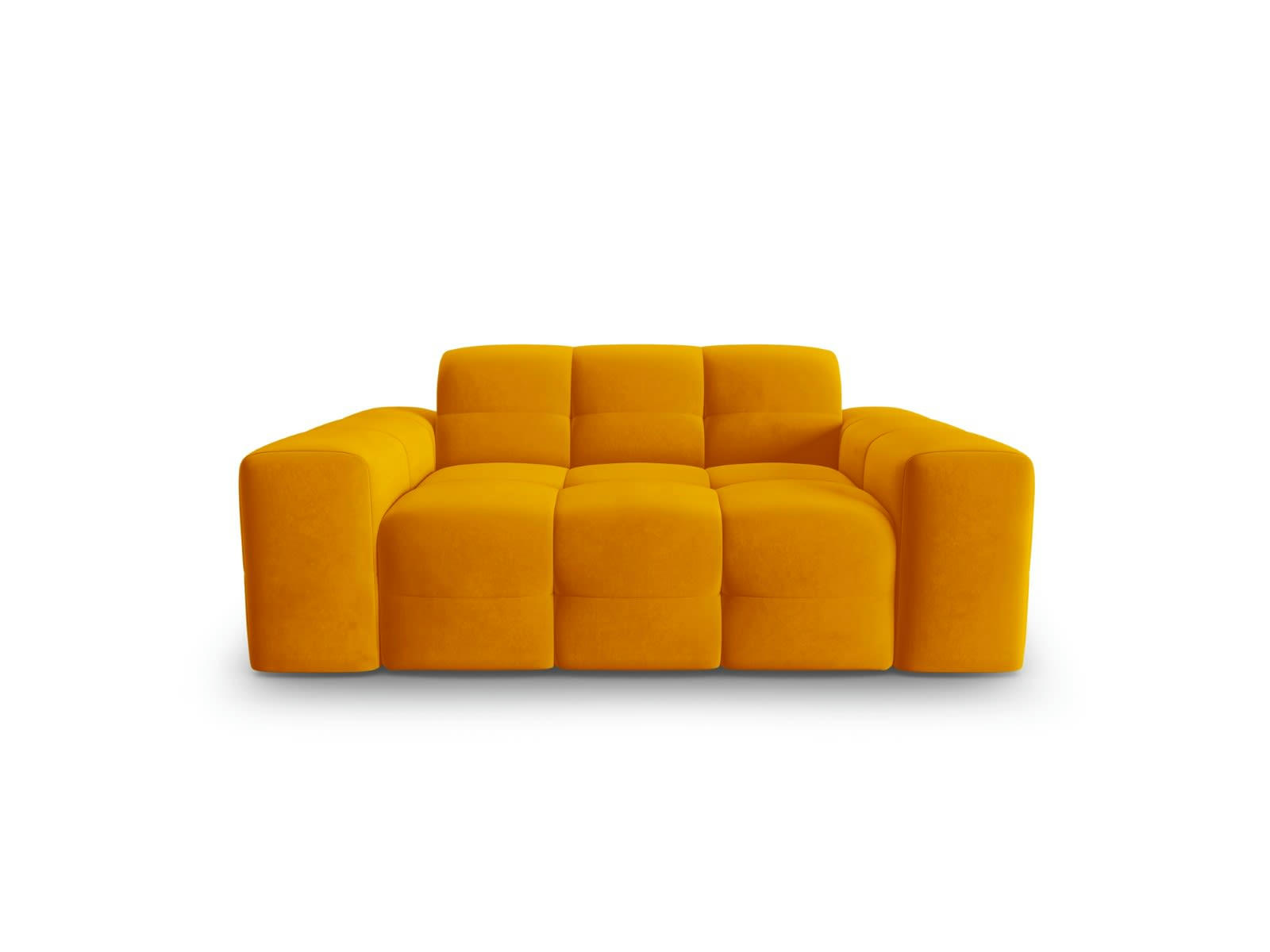 KENDAL - Canapé 2 places en tissu velours orange