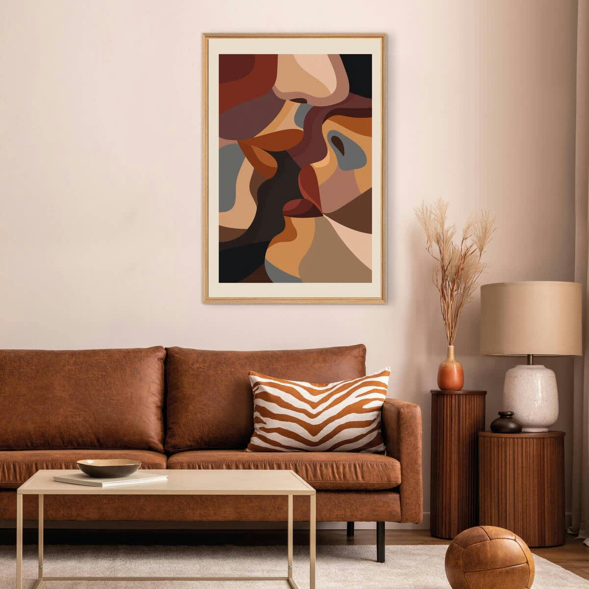 ABSTRAIT - Tableau mural encadré visages 65x97 cm