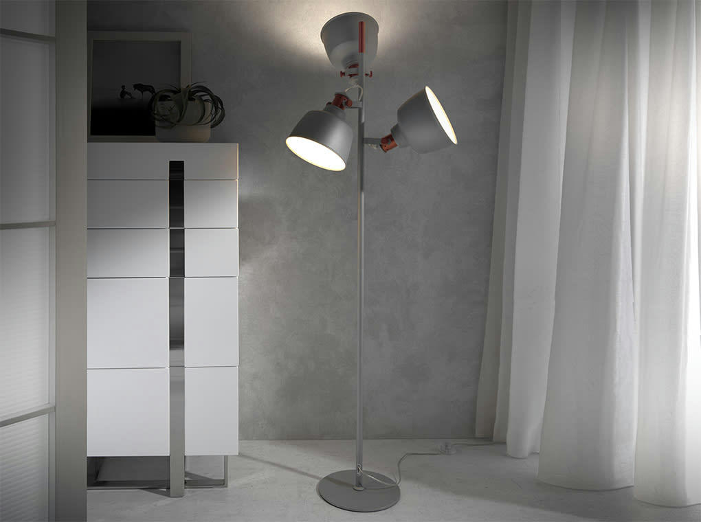 - Lampadaire en acier gris et bronze