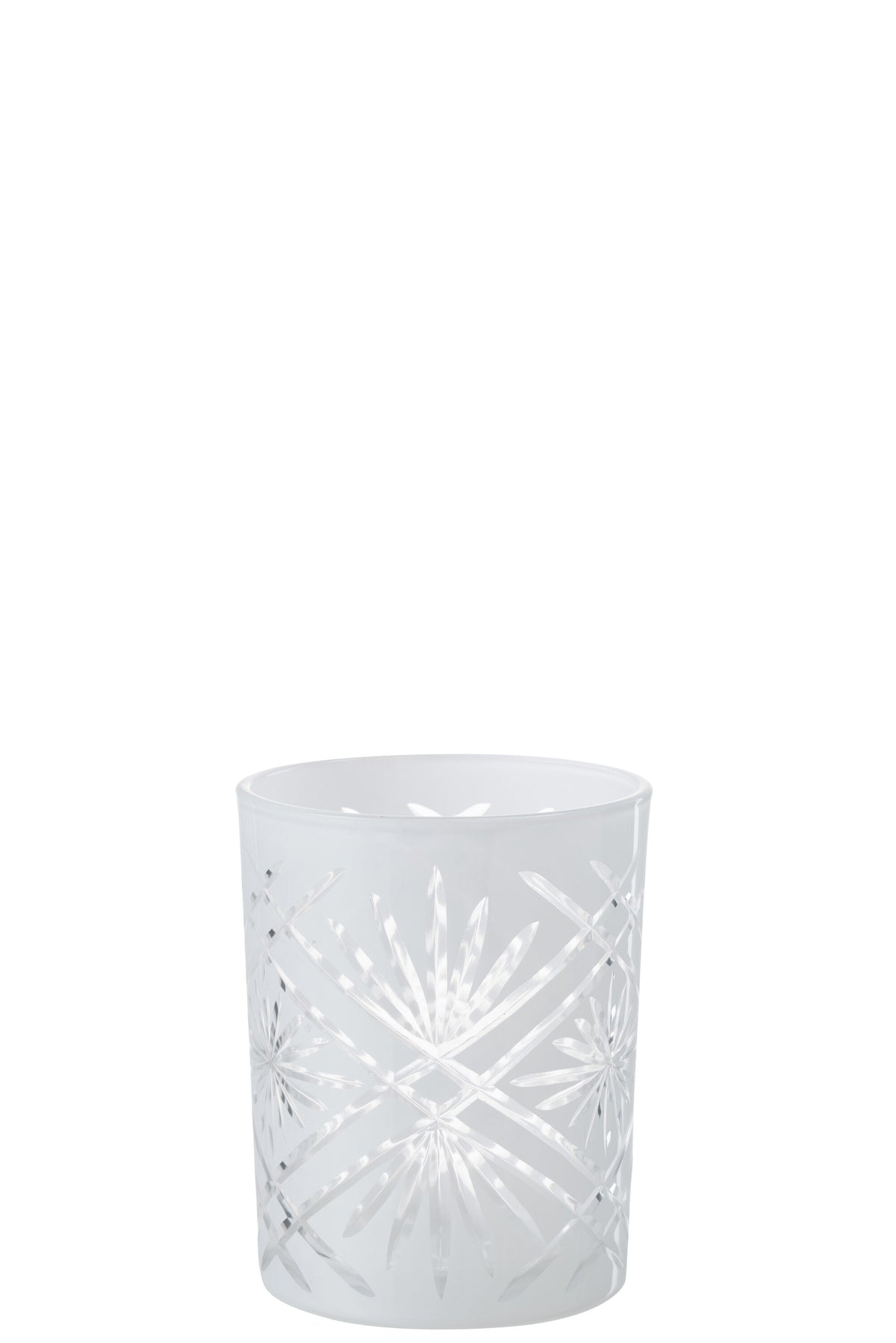 J-Line windlicht Santorini - glas - wit - medium