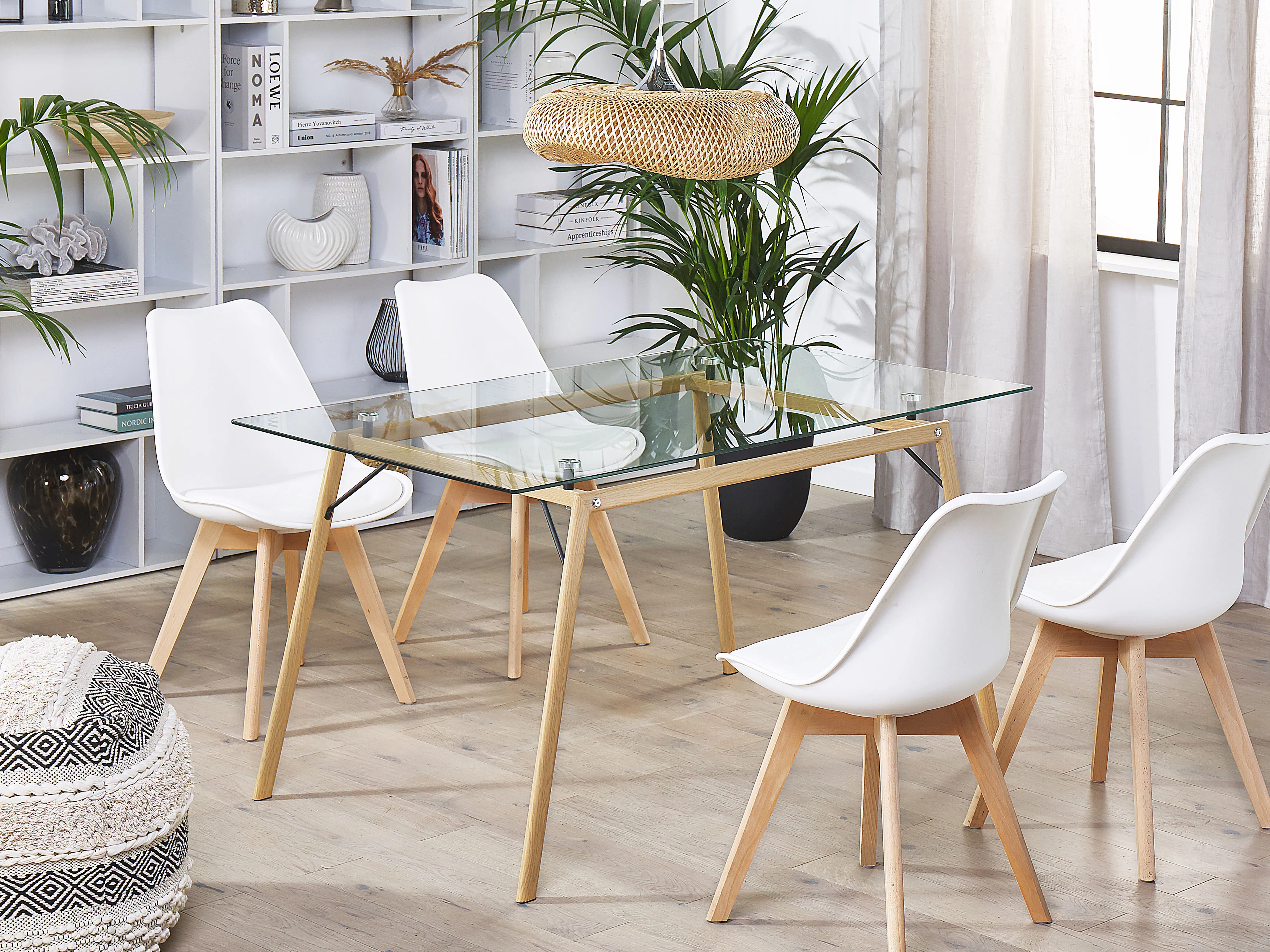 Dining Table KAMINA Light Brown 140 cm 80 cm Tempered Glass