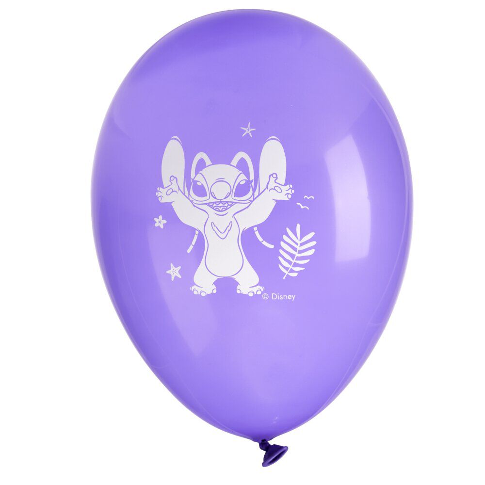 Ballon Disney Stitch x8 baudruche latex bleu et violet Ø30cm