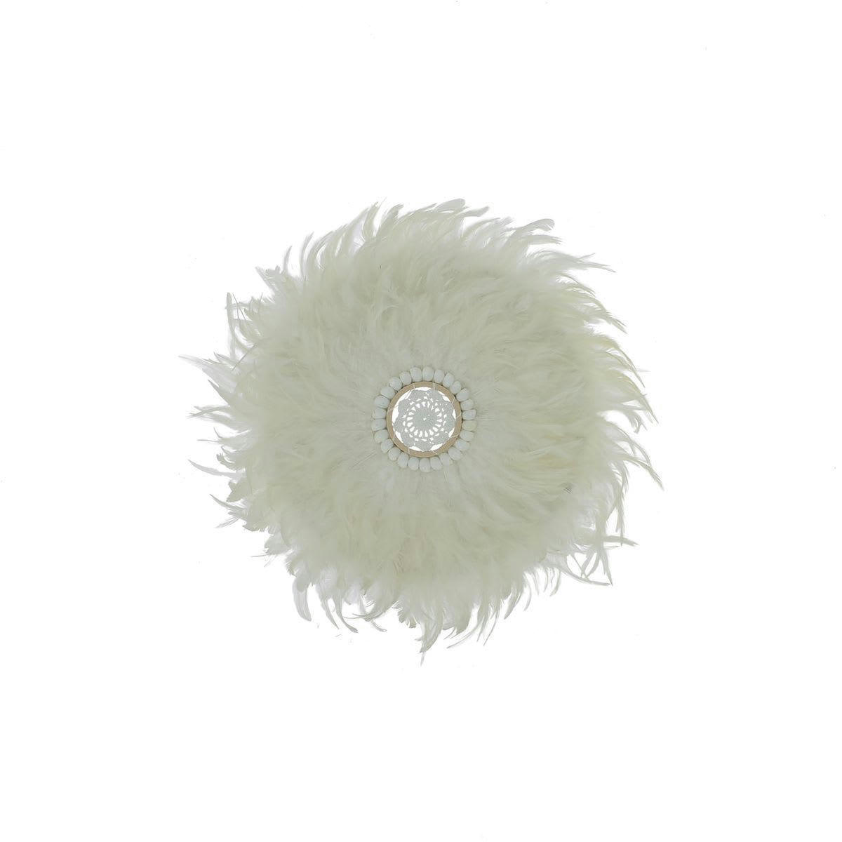 KAPAU - Décoration en plumes jujuhat naturelles et coquillages Ø40cm