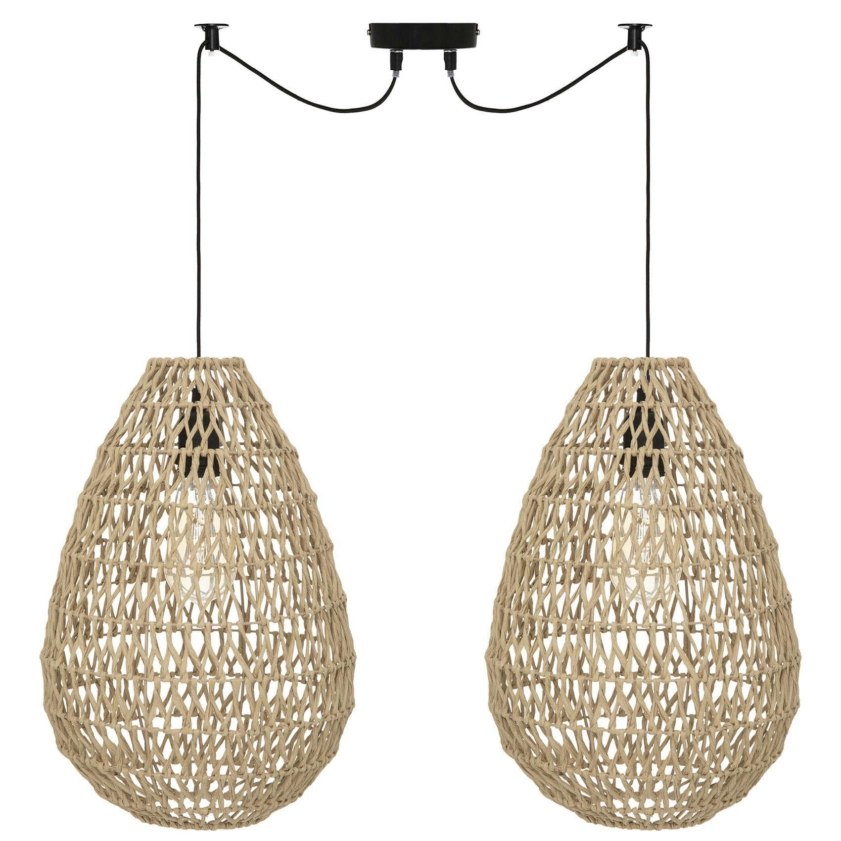 - Double suspensions en maillage osier naturel Ø 28 cm