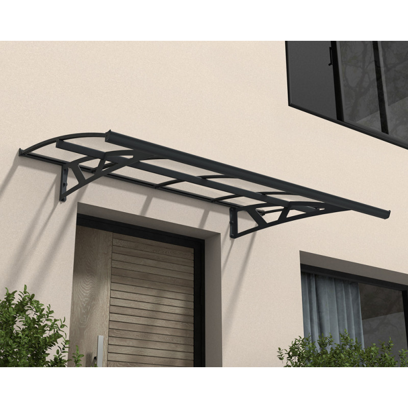Marquise de porte Amsterdam gris foncé 223,5 x 140 cm CANOPIA