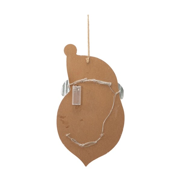 Glitzhome 19"H Lighted 3D Wooden Metal Christmas Wall Hanging Decor