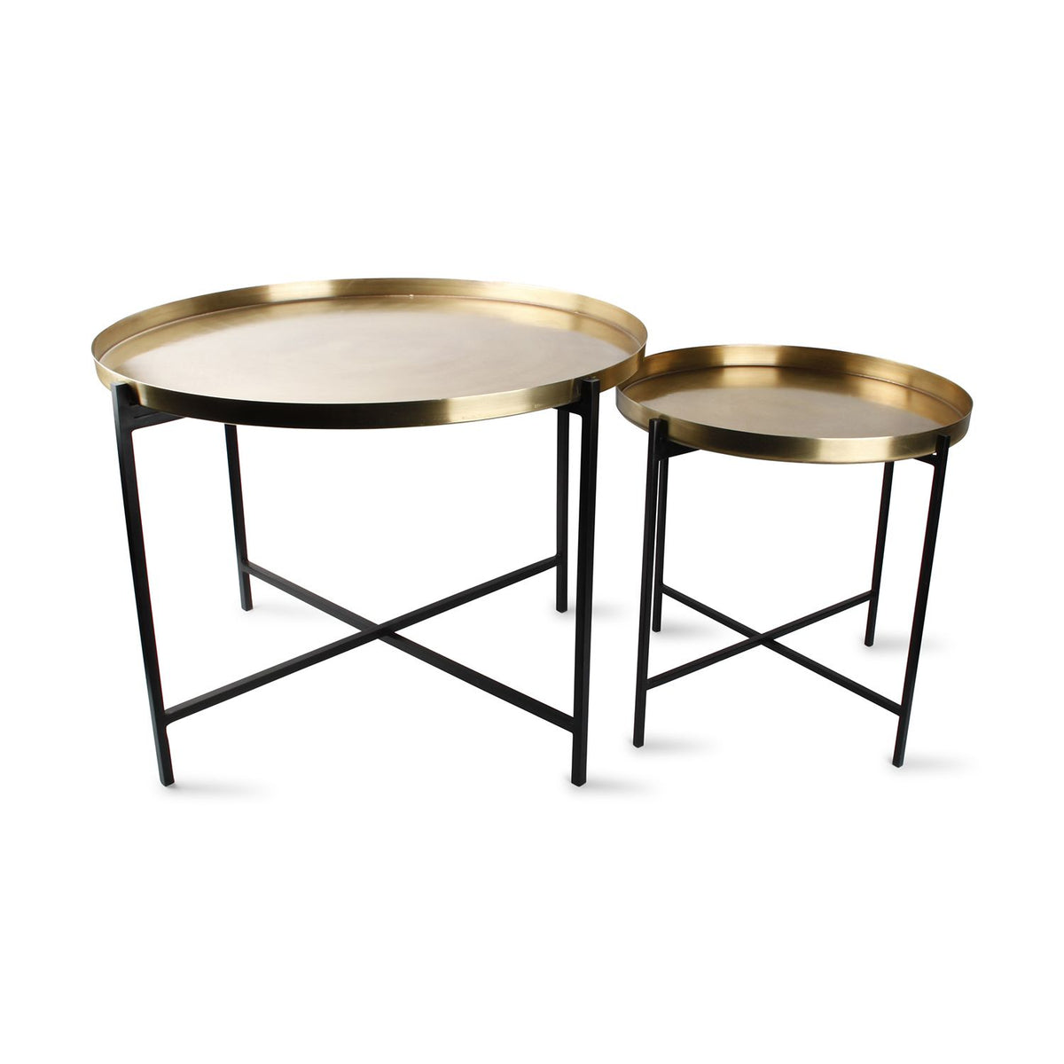 S|P Collection - Bijzettafel geborsteld goud Patio - Set van 2