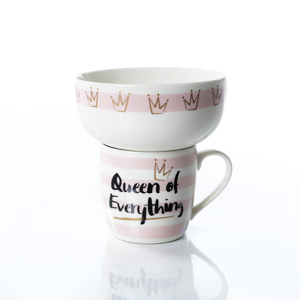 Conjunto de caneca e tigela queen