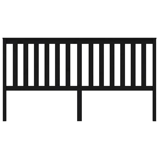 NNEVL Bed Headboard Black 186x6x101 cm Solid Wood Pine